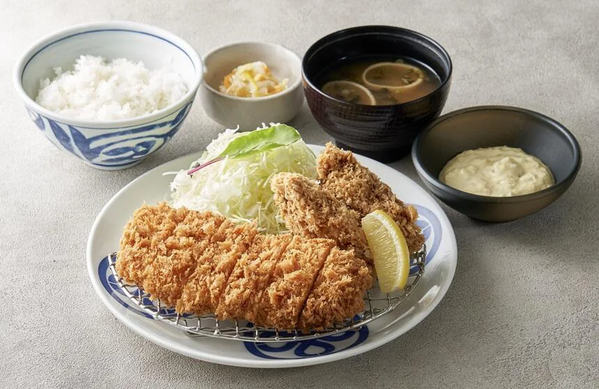 とんかつと広島県産カキフライ膳